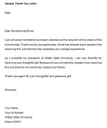 sample scholarship thank you letter