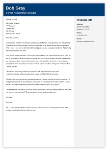 finance cover letter examples