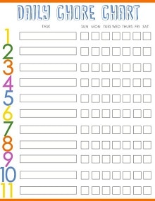 fillable chore chart template