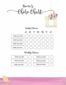 editable chore chart template excel