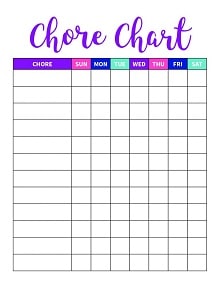 free chore chart template editable