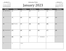 2023 Wall Calendar Excel