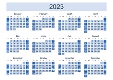 2023 Yearly Calendar Reverse Design