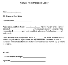 Annual Rent Increase Letter