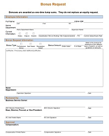 Bonus Request Form Template PDF