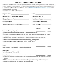 Employee Separation Sign Off Form PDF