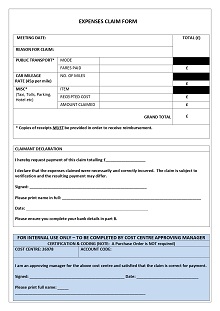 Expense Claim Form Template UK