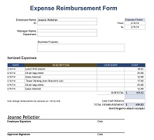 Expense Reimbursement Form Template