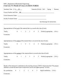 Faculty Peer Evaluation Form