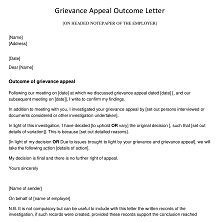 Grievance Appeal Outcome Letter