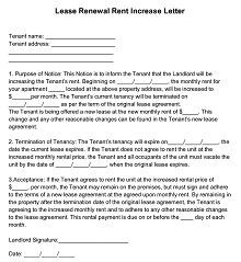 Lease Renewal Rent Increase Letter