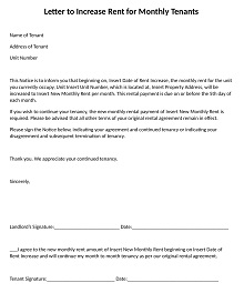 Letter to Increase Rent for Monthly Tenants