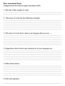 Peer Assessment Form Example