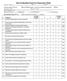 Peer Evaluation Form For Classroom Visits