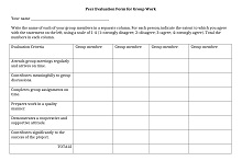 Peer Evaluation Form for Group Work
