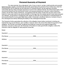 Personal Guarantee Form of Payment