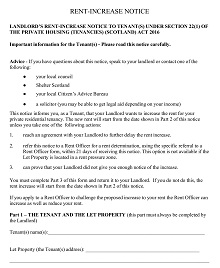Private Sector Rent-Increase Notice