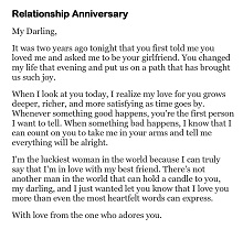 Relationship Anniversary Letter