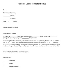 Request Letter to HR for Bonus in Word