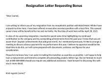 Resignation Letter Requesting Bonus