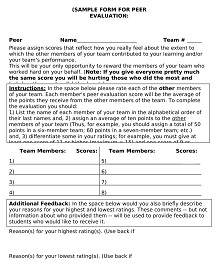 Sample Form For Peer Evaluation