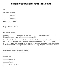 Sample Letter Regarding Bonus Not Received