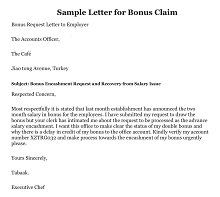 Sample Letter for Bonus Claim PDF