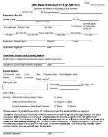 Student Employment Sign Off Form PDF
