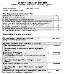 Support Plan Sign Off Form DOC