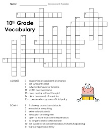 10th Grade Vocabulary Crossword Puzzle