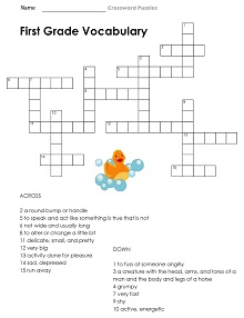 1st Grade Vocabulary Crossword Puzzle