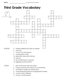 3rd Grade Vocabulary Crossword Puzzle
