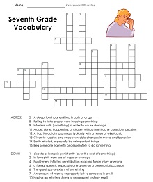 7th Grade Vocabulary Crossword Puzzle
