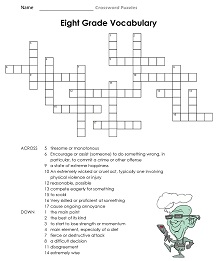 8th Grade Vocabulary Crossword Puzzle
