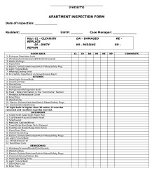 Apartment Inspection Checklist Form