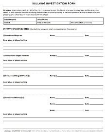 Bullying Investigation Report Template