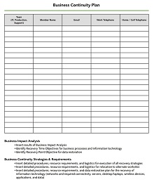Business Continuity Plan Form