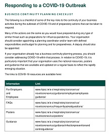 Business Continuity Planning Checklist COVID-19