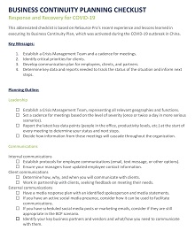 Business Continuity Planning Checklist for COVID‐19