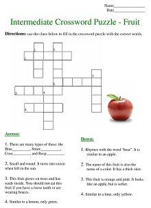 Crossword Puzzle - Fruit