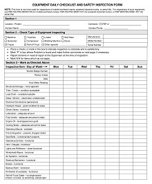 Equipment Daily Checklist & Safety Inspection Form