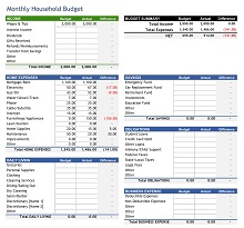 Household Budget Worksheet