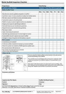 Mobile Scaffold Inspection Checklist
