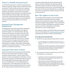 Monthly Financial Close Policy Guide Sheet