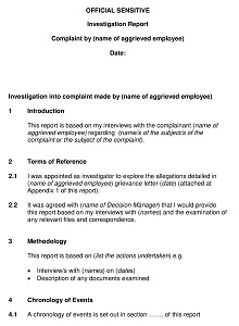 Official Investigation Report Template