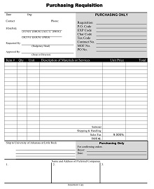 Printable Purchase Requisition Form