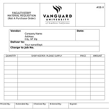 Purchase Order Material Requisition Template