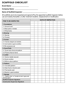 Scaffold Inspection Checklist DOC