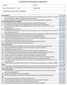 Scaffold Pre-Use Daily Inspection Checklist