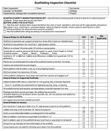 Scaffolding Inspection Checklist Sample